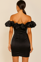Luna Ruffle™ Off Shoulder Satin Mini Dress