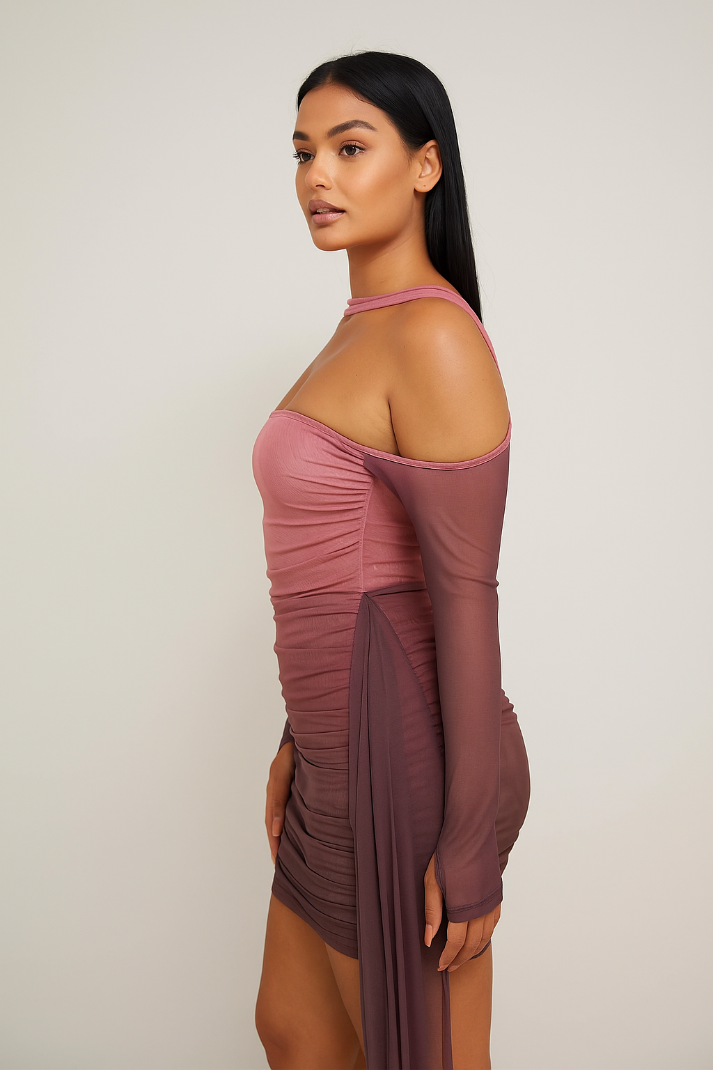 Aurelia™ Sheer Drape Ruched Mini Dress