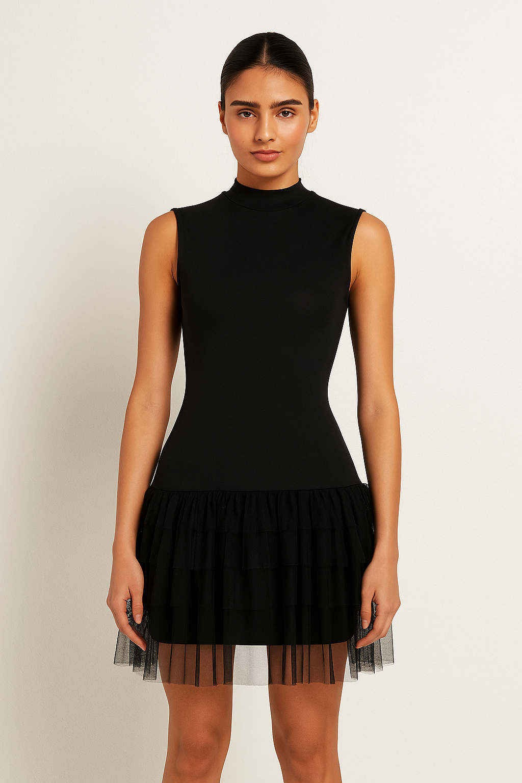 Colette Noir™ Tulle Ruffle Mini Dress