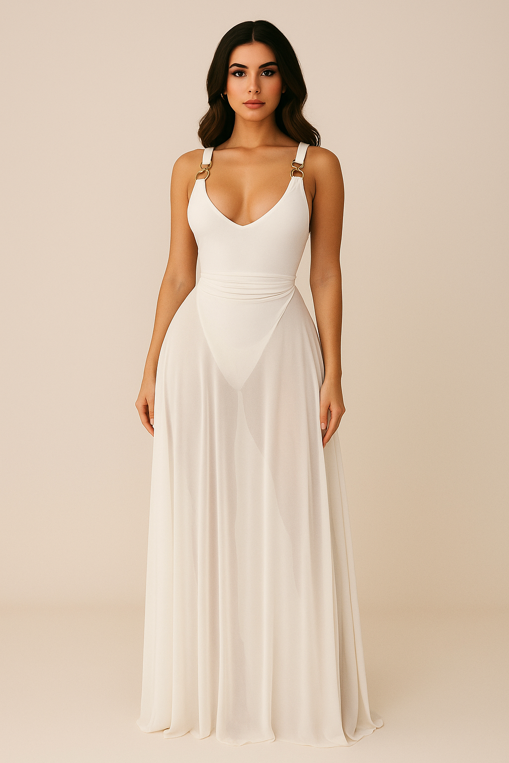 Serafina™ Sheer Cascade Maxi Dress