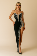 Valerisse™ Asymmetric Crystal Sculpt Maxi Dress
