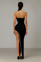 Valerisse™ Asymmetric Crystal Sculpt Maxi Dress