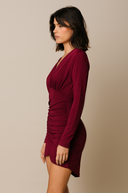 Sedona™ Structured Plunge Long-Sleeve Mini Dress