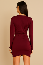 Sedona™ Structured Plunge Long-Sleeve Mini Dress