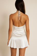 Celestia™ Satin Halter Backless Mini Dress