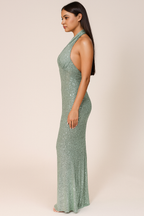 Elysianne™ Sparkle Halter Sculpt Maxi Dress