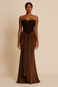 Chocolisse™ Embellished Corset Draped Maxi Dress