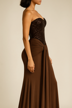 Chocolisse™ Embellished Corset Draped Maxi Dress