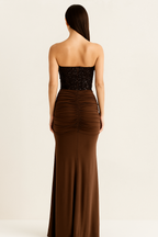 Chocolisse™ Embellished Corset Draped Maxi Dress