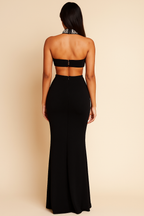Seraphina™ Crystal Halter Sculpt Maxi Dress