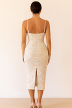 Elowen™ Pearl Scallop Cut-Out Midi Dress