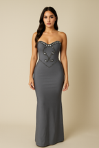 Marceline™ Crystal Serpent Sculpt Maxi Dress
