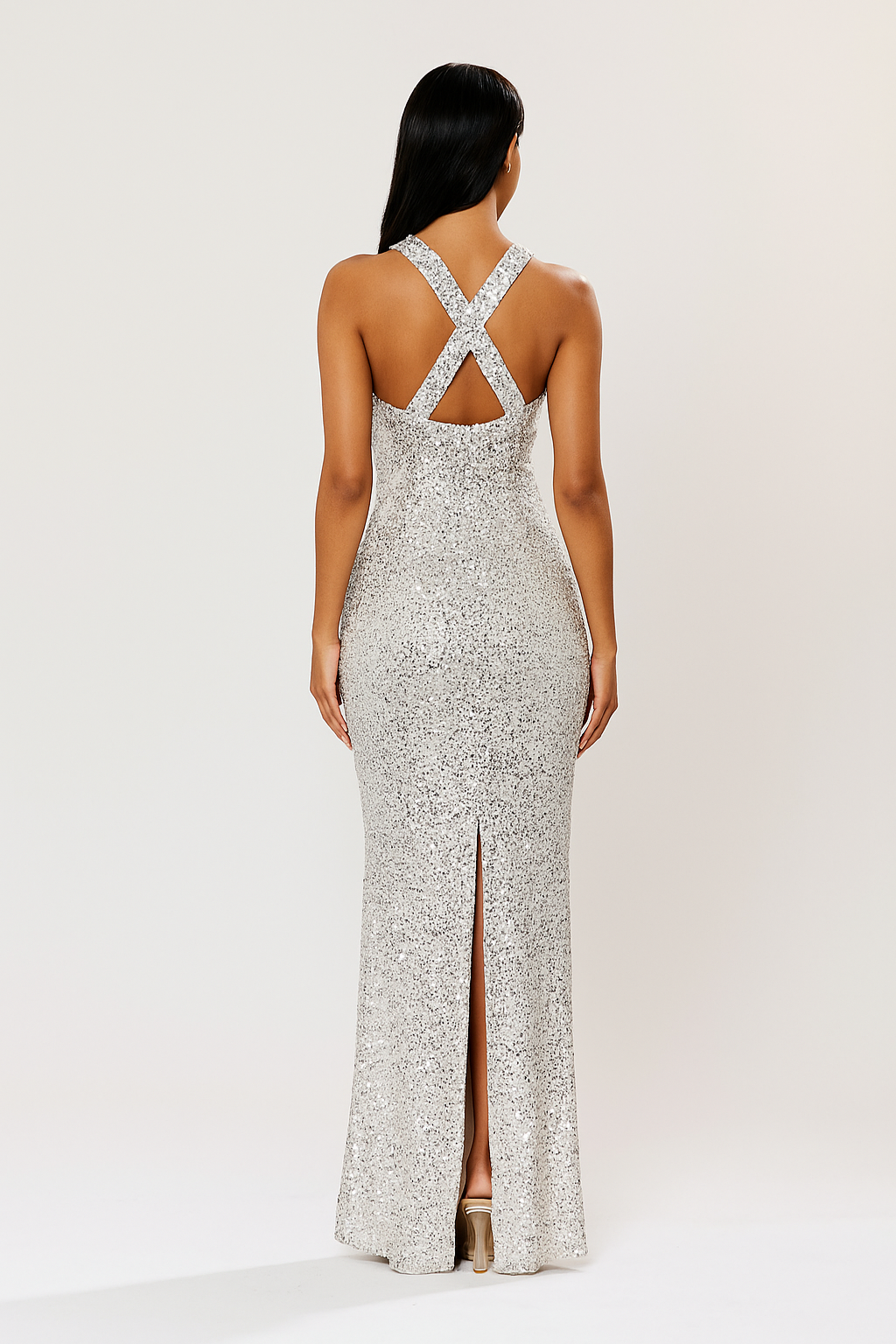Aurora™ Silver Sequin Maxi Dress