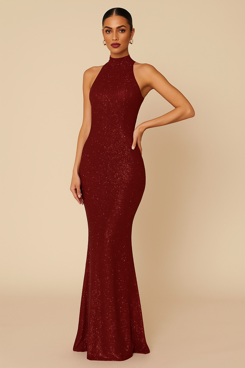 Lumina™ Sparkle Halter Maxi Dress
