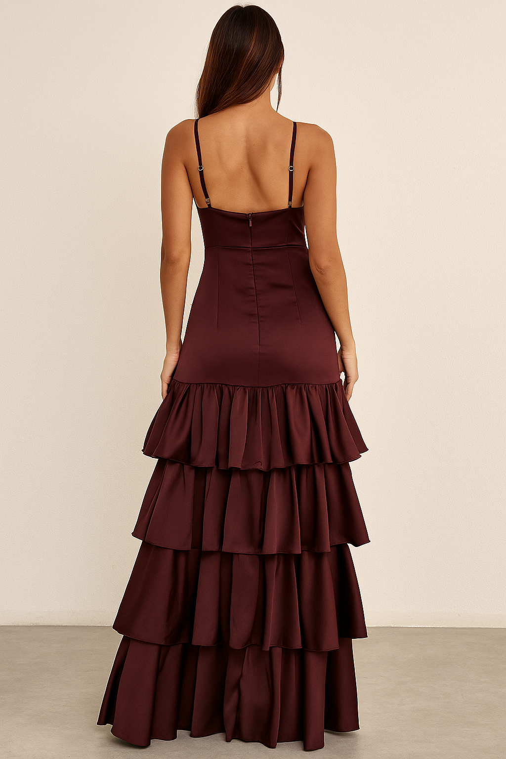 Isadora™ Tiered Satin Maxi Dress