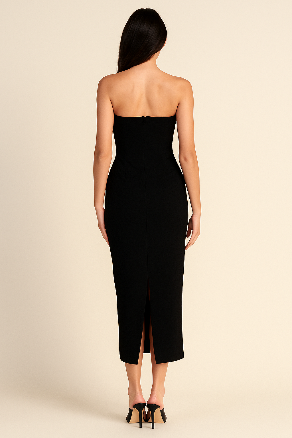 Noirette™ Crystal Contour Strapless Midi Dress