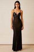 Vespera™ Sheer Mesh & Leather Maxi Dress