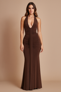Lumina™ Halter Ruched Maxi Dress
