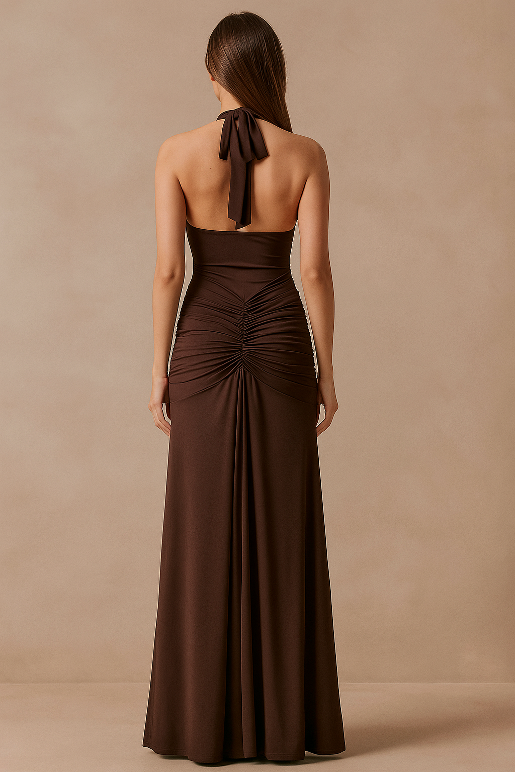 Lumina™ Halter Ruched Maxi Dress