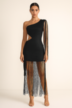 Seraphina™ Fringe One-Shoulder Maxi Dress