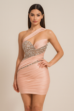 Aurelia™ Crystal One-Shoulder Mini Dress