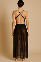 Noirella™ Deep Plunge Sheer Maxi Dress