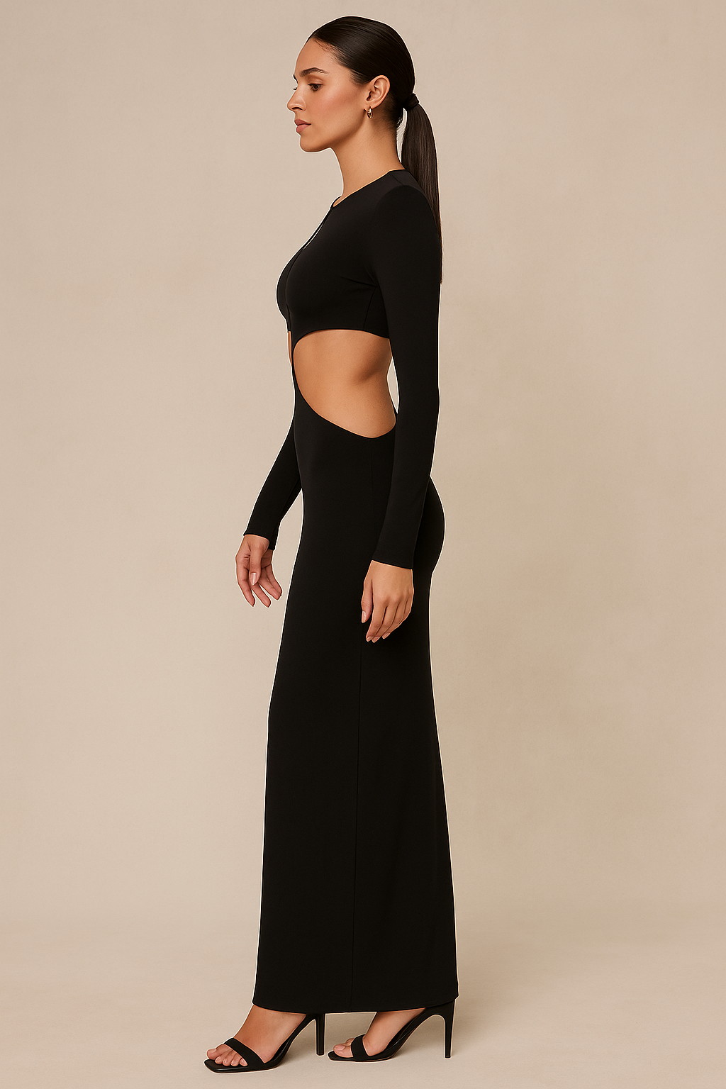 Onyxa™ Cut-Out Long Sleeve Maxi Dress