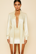 Aurélia™ Metallic Plunge Mini Dress