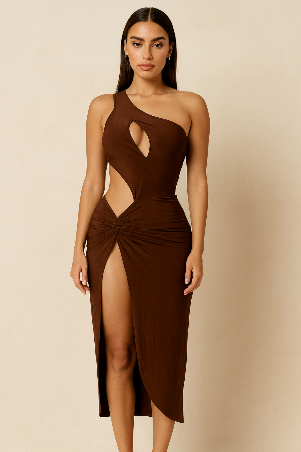 Amara™ Cutout Drape Midi Dress