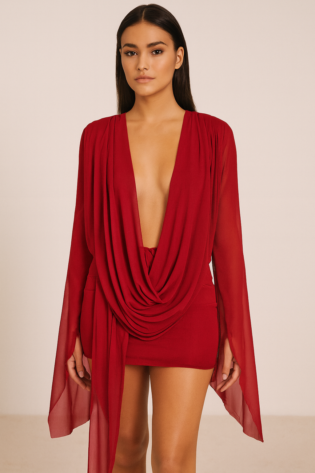 Elysia™ Draped Plunge Mini Dress