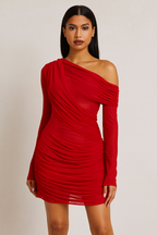 Aurelia™ Asymmetric Mesh Drape Mini Dress