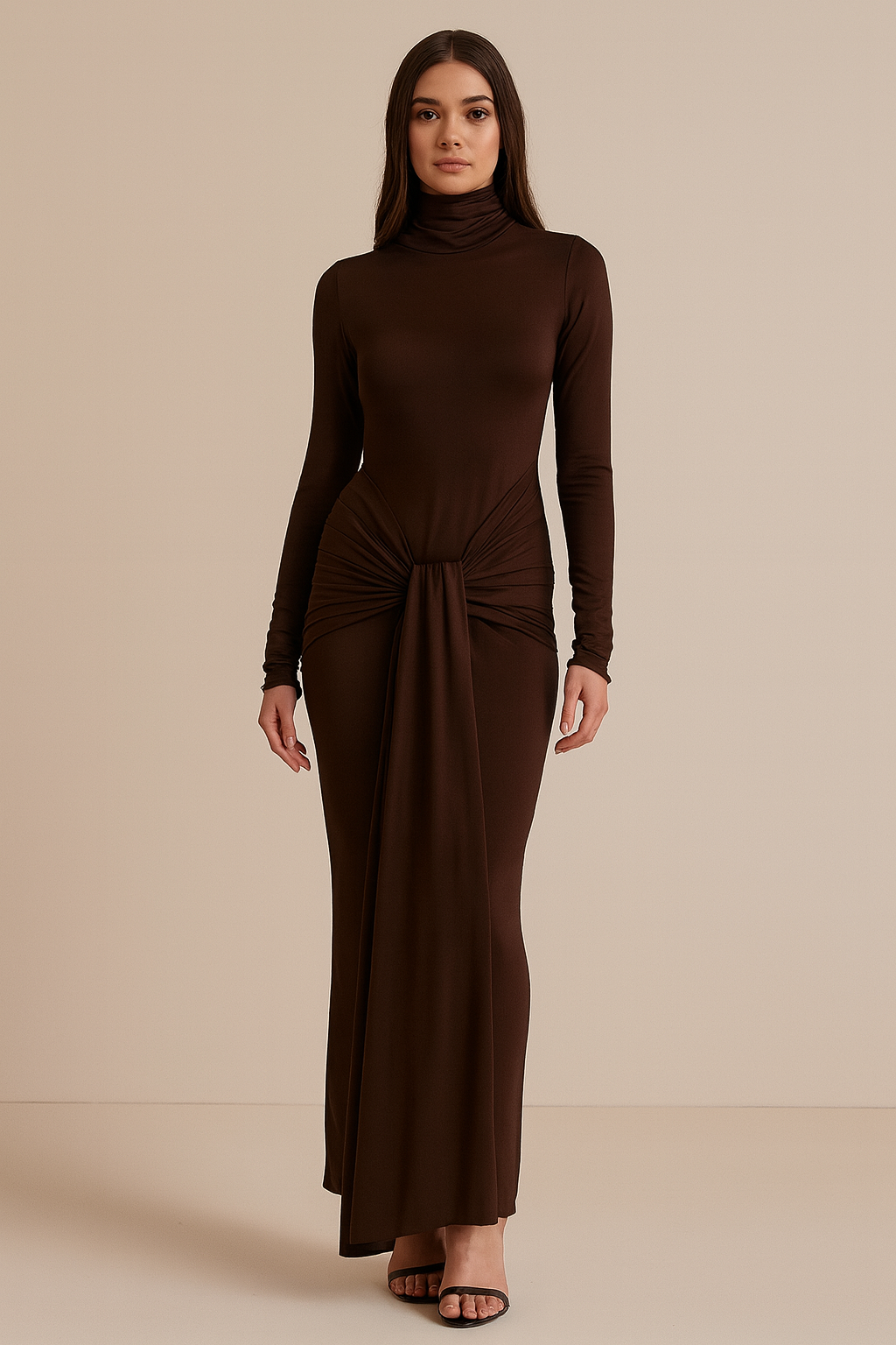 Serenna™ Draped High-Neck Maxi Dress