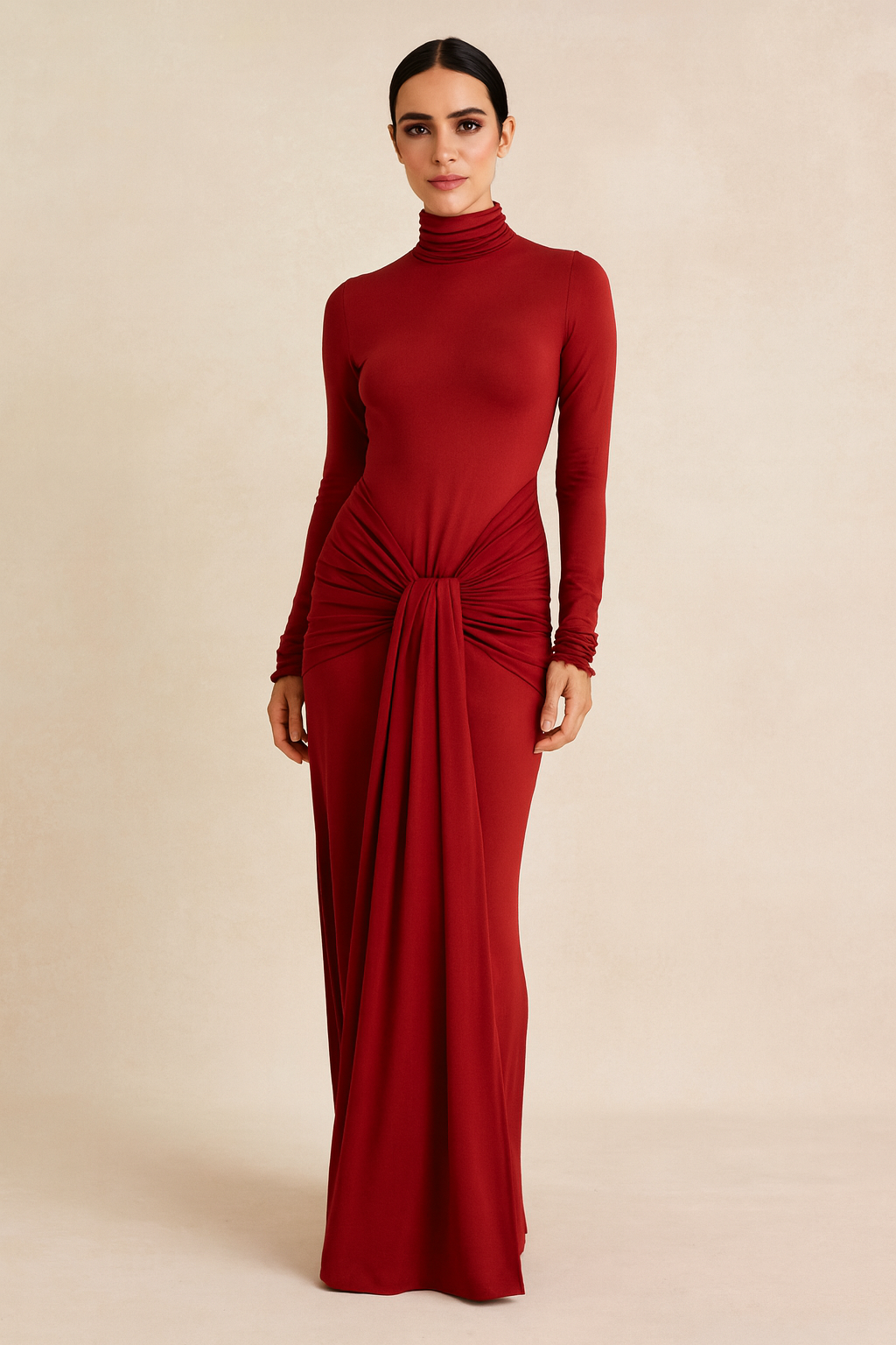 Serenna™ Draped High-Neck Maxi Dress