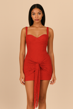 Elara™ Lace Tie-Front Mini Dress