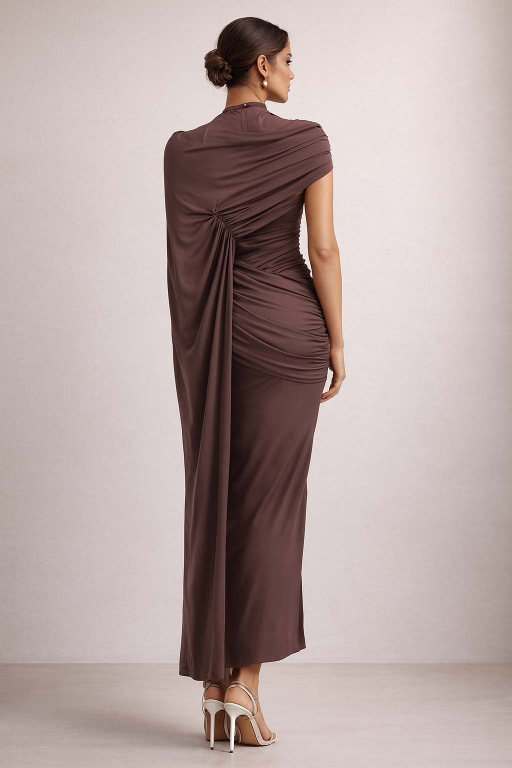 Seraphine™ Satin Shoulder Draped Maxi Dress