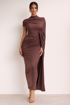 Seraphine™ Satin Shoulder Draped Maxi Dress