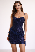 Lunara™ Sequin Ruffle Mini Dress