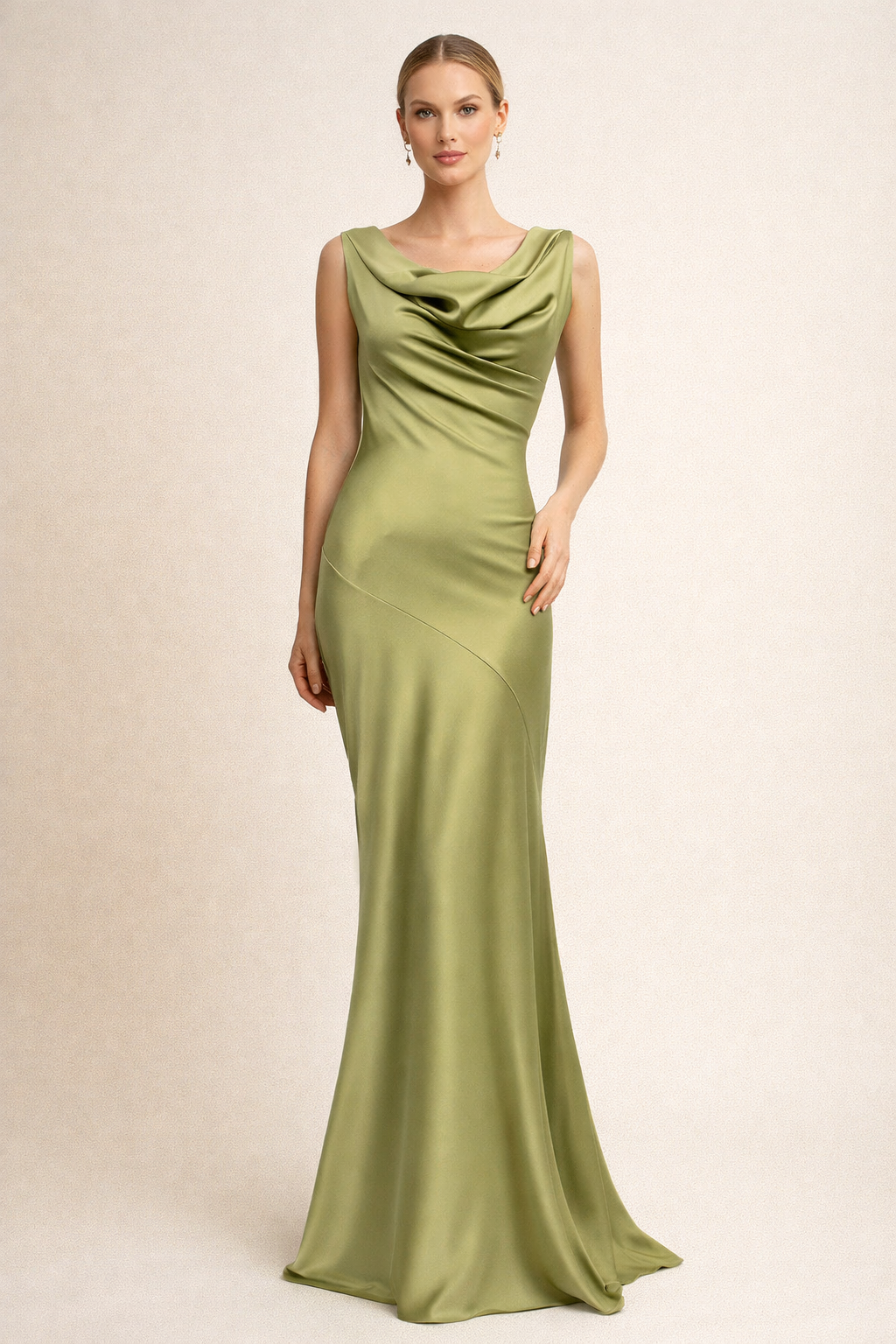 Noiré™ Satin Draped Backless Maxi Dress