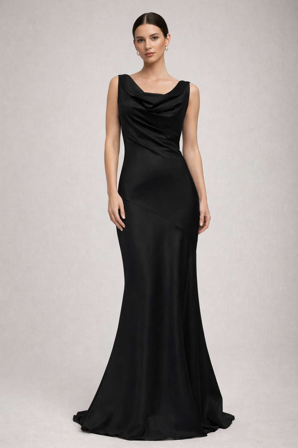 Noiré™ Satin Draped Backless Maxi Dress