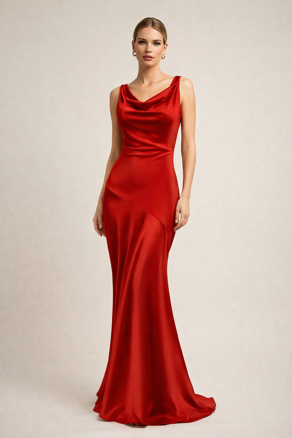 Noiré™ Satin Draped Backless Maxi Dress