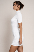 Lumière™ High-Neck Ruched Mini Dress