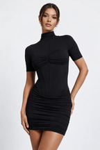 Lumière™ High-Neck Ruched Mini Dress
