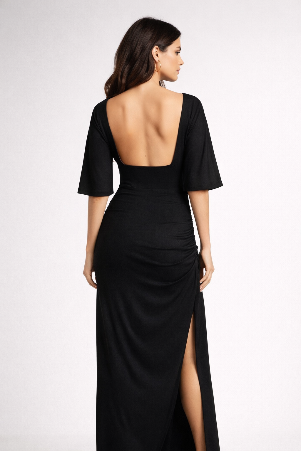 Noir Elara™ Open Back Maxi Dress