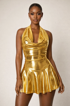 Lumina™ Metallic Halter Mini Dress