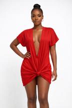 Alyra™ Deep Plunge Knot Mini Dress