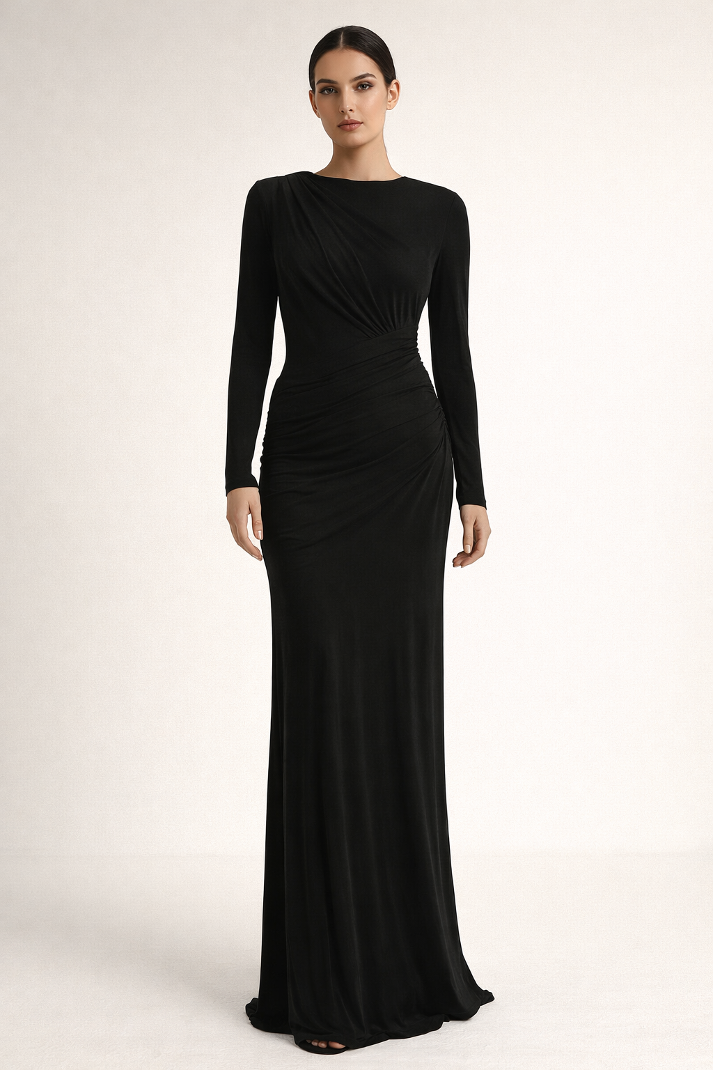 Seraphina™ Draped Long Sleeve Maxi Dress