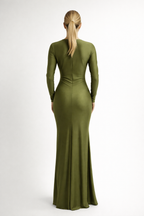 Elara™ Deep Plunge Ruched Maxi Dress