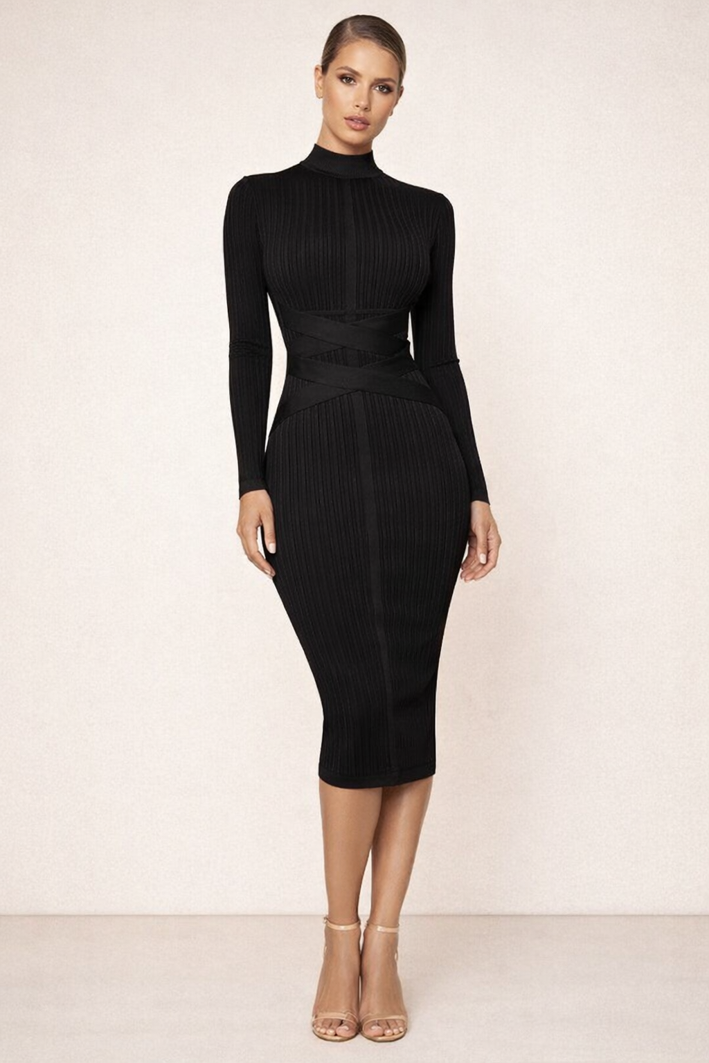 Elowen™ Ribbed Contour Midi Dress