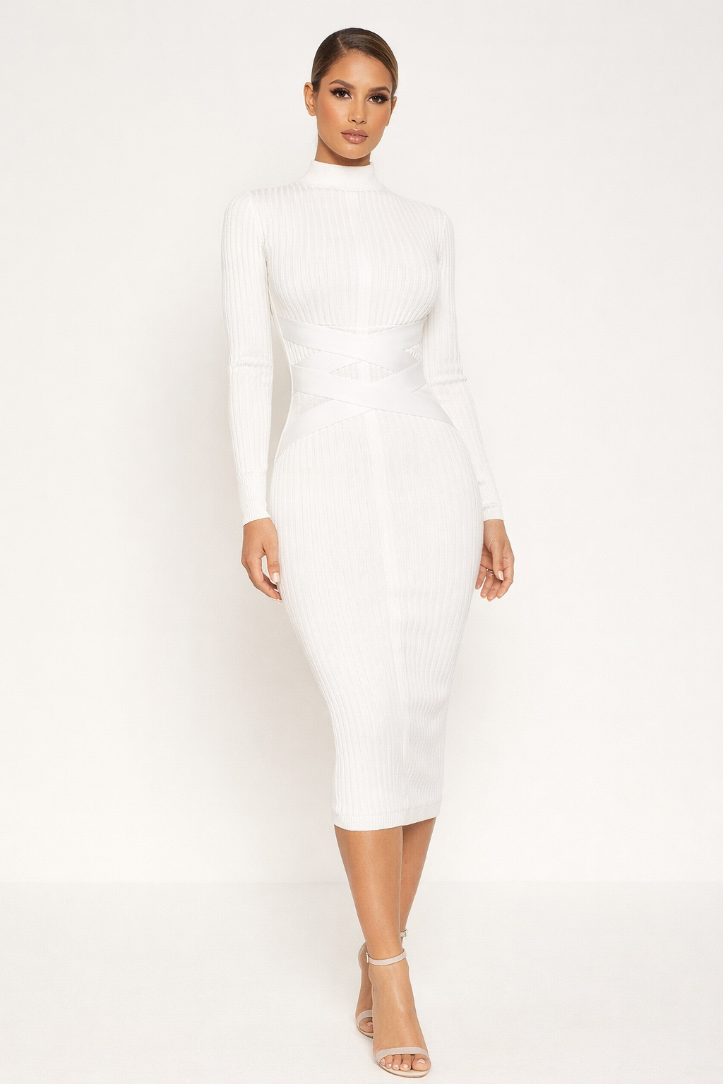 Elowen™ Ribbed Contour Midi Dress