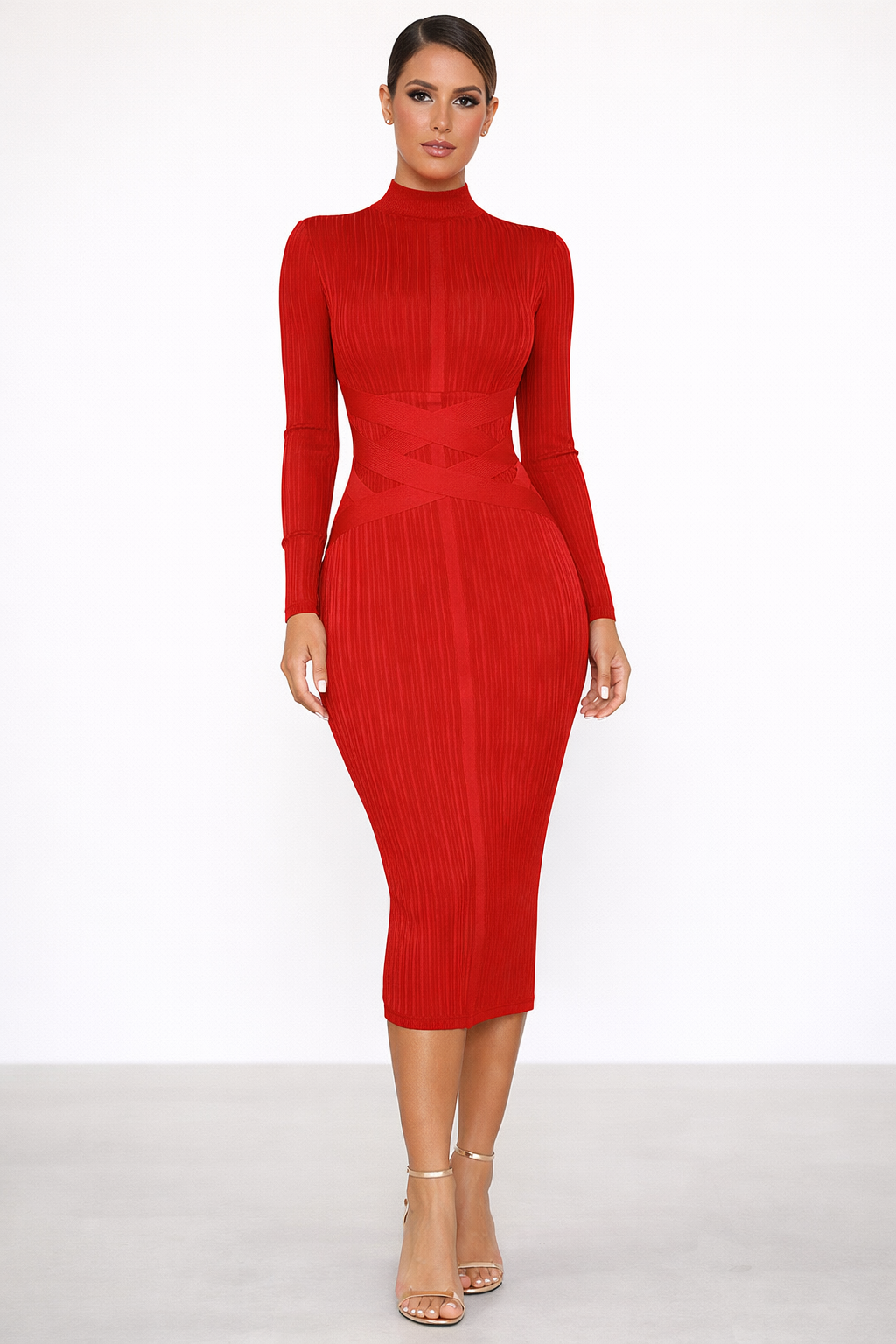 Elowen™ Ribbed Contour Midi Dress